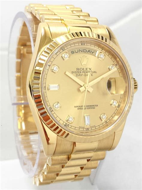 18k gold rolex day date|rolex presidential day date gold.